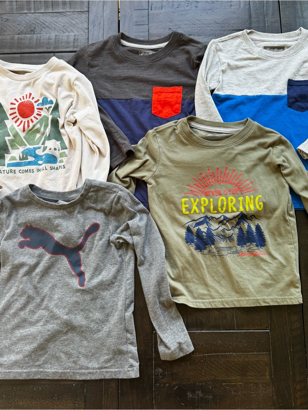 Bundle of 5 boys longsleeve shirts - size 5/6 & size 6